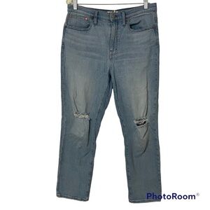 Madewell High-Rise Slim Crop Boyjean in Dumas Wash: Ripped Edition Size 29